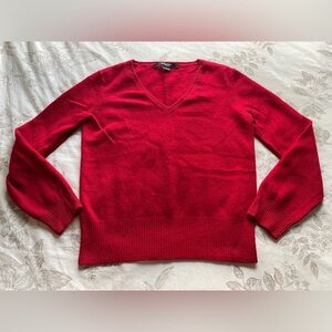 Madison Studio Red Cashmere V Neck Sweater Small Vintage Preppy Old Money Chic